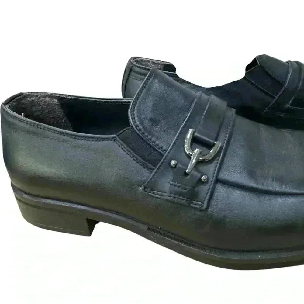Bruno Magli Pitto Mens Black Leather Loafers & Slip Ons Casual Shoes 9.5 EUC - Picture 3 of 14
